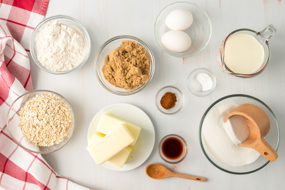 Ingredients for oatmeal cream pie recipe