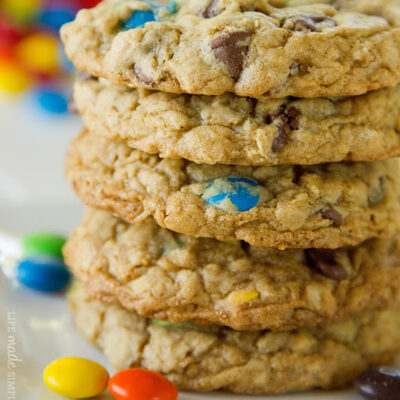 Soft, chewy, and packed with M&Ms and chocolate chips, these M&M Oatmeal Cookies are a fun twist on a classic, filled with texture and flavor in every bite!