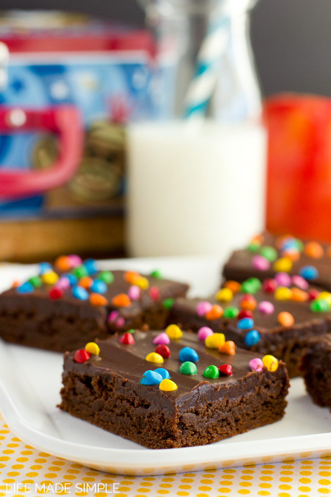 cosmic brownies on a white plate