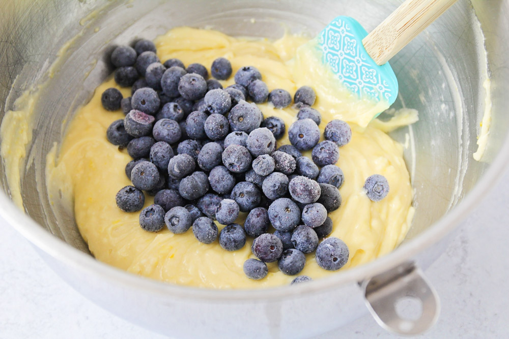 How to make blueberry muffins - batter in bowl
