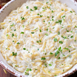 Parmesan Orzo in a bowl.