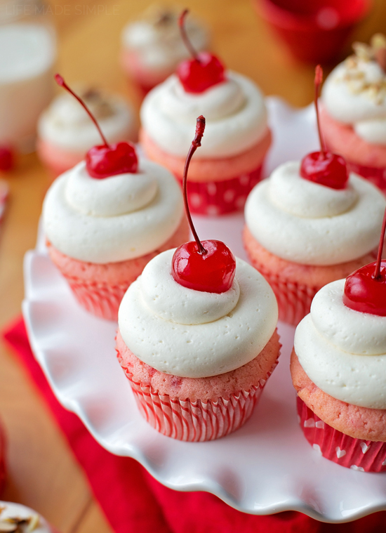 Cherry Almond Cupcakes | lifemadesimplebakes.com