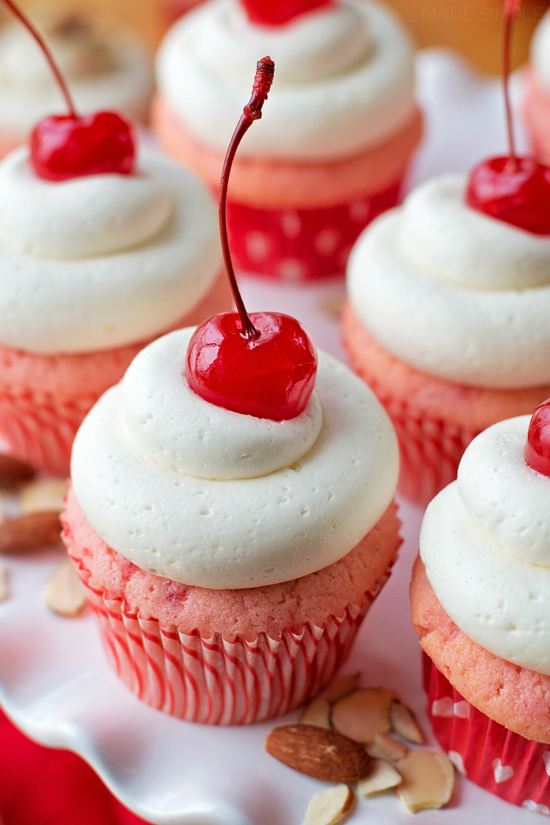 Cherry Almond Cupcakes | lifemadesimplebakes.com