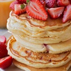Strawberry Yogurt Pancakes | lifemadesimplebakes.com