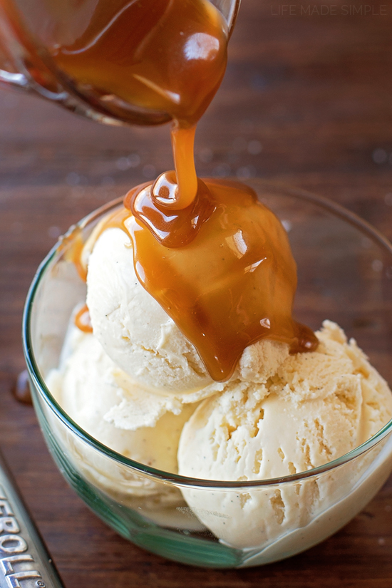 Vanilla Bean Ice Cream with butterscotch topping