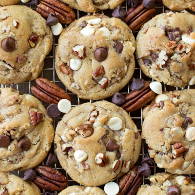 Nutty brown butter, crunchy pecans, and melty chocolate chips make every bite of these Brown Butter Chocolate Chip Cookies rich, warm, and irresistible.