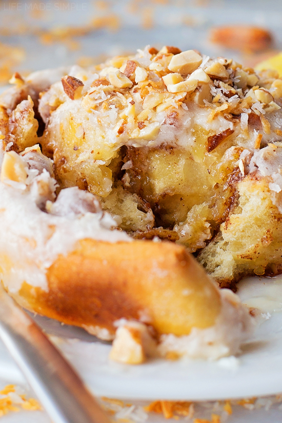 Tropical Cinnamon Rolls | lifemadesimplebakes.com