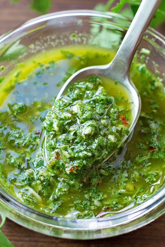 Grilled Flank Steak + 1 Minute Chimichurri Sauce | lifemadesimplebakes.com
