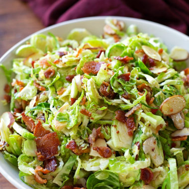 Almond Bacon Brussels Sprouts Salad | lifemadesimplebakes.com