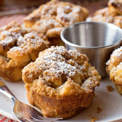 A plate of golden French toast muffins.