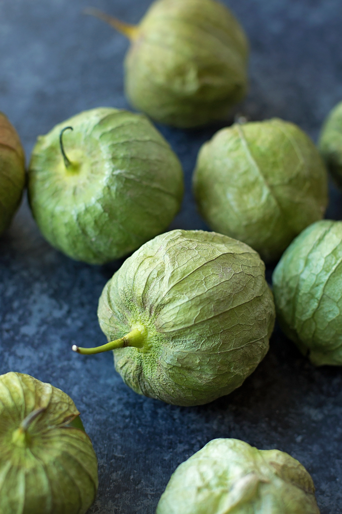 Tomatillos to use in roasted salsa verde recipe