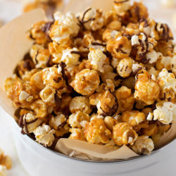 Peanut Butter Caramel Crunch Popcorn | lifemadesimplebakes.com
