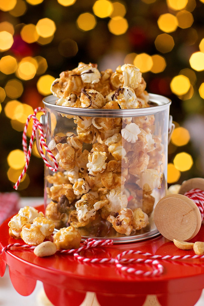 Peanut Butter Caramel Crunch Popcorn | lifemadesimplebakes.com