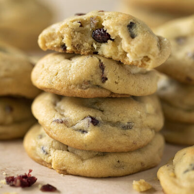 A stack of cranberry pistachio cookies.