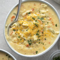 Delicious, cheesy cauliflower soup.