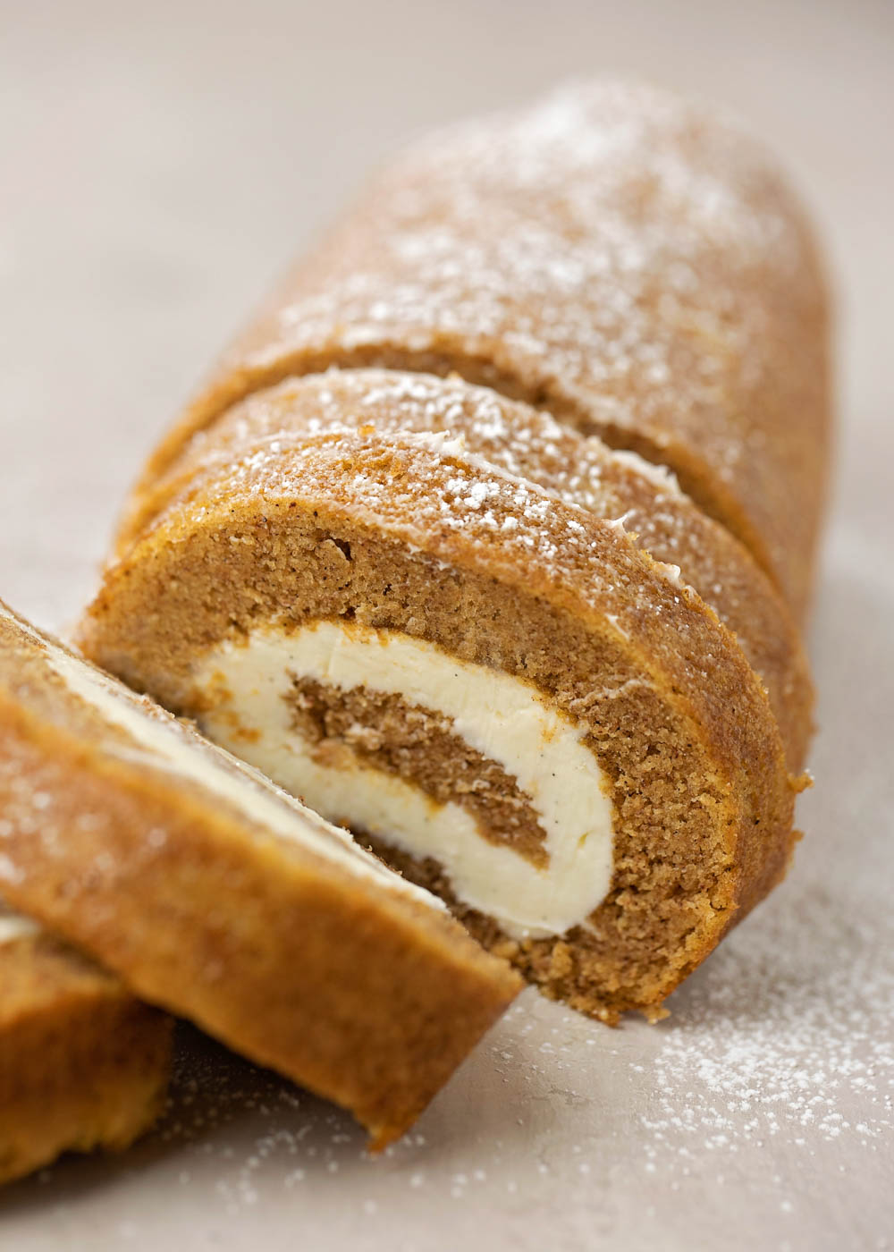 Pumpkin roll cake slices