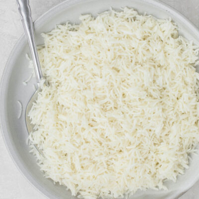 A bowl of fluffy Instant Pot coconut rice.