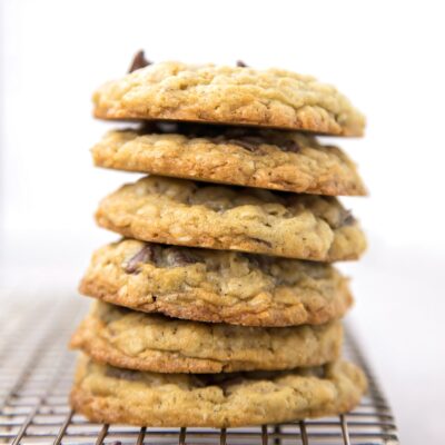 Buttery and golden, these are the Best Chewy Oatmeal Chocolate Chip Cookies. They have have soft centers and crisp edges, with oats and chocolate in every bite!