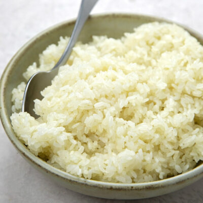 Sticky rice instant pot in a bowl.