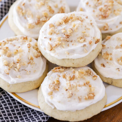 Plate of frosted Banana Cookies.