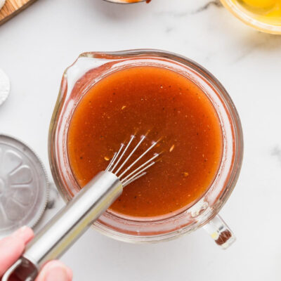 Close up of homemade sweet and sour sauce.