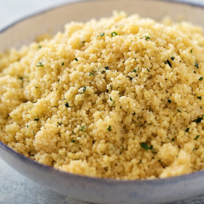 A bowl with couscous.