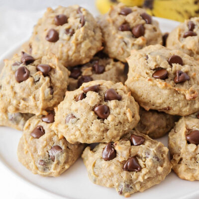 Peanut butter banana cookies on a plate.