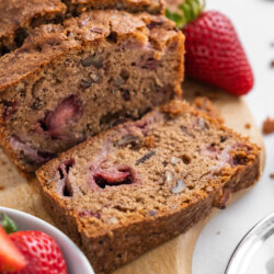 This Strawberry Bread recipe is the perfect combination of sweet fresh strawberries and crunchy pecans mixed together into the perfect summer loaf!