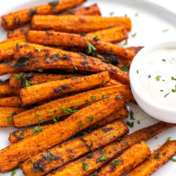 These Carrot Fries are crispy and coated with flavor. They're a healthy alternative and once you taste them you will keep coming back for more!