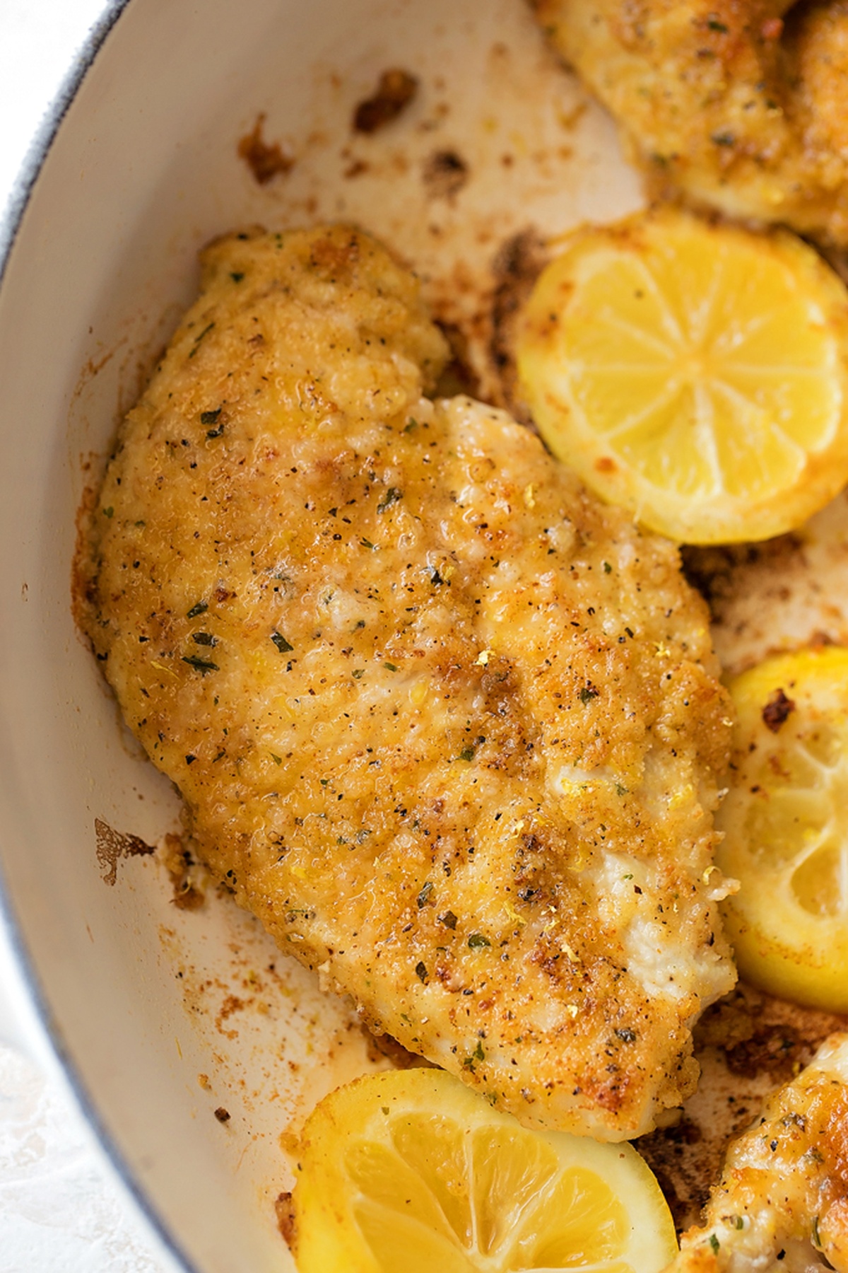 A dish with Lemon Crusted Chicken.
