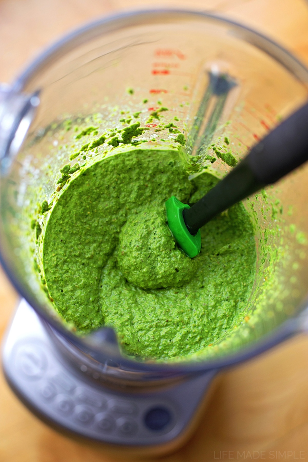 Pasta mixture in a blender.