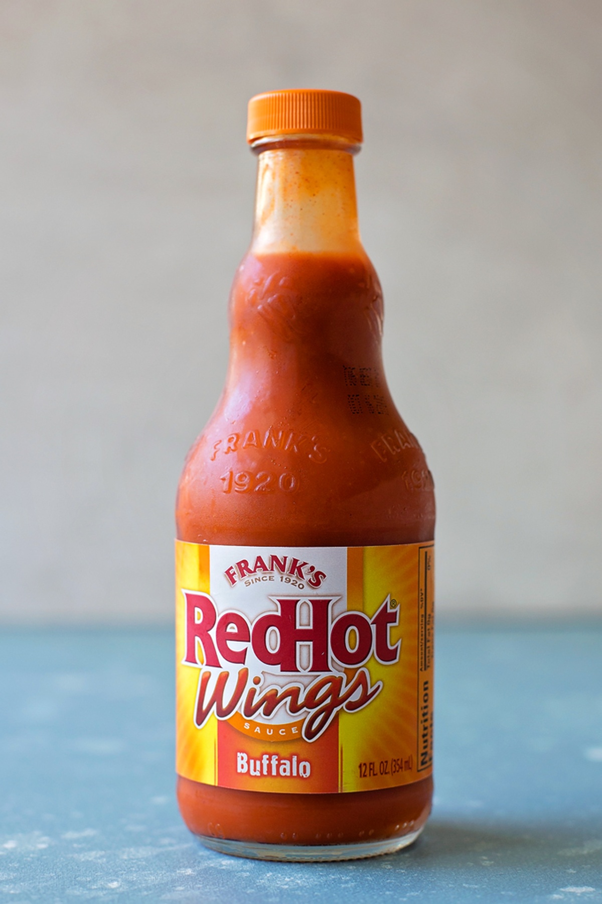 Bottle of Frank's RedHot Wings Buffalo sauce.