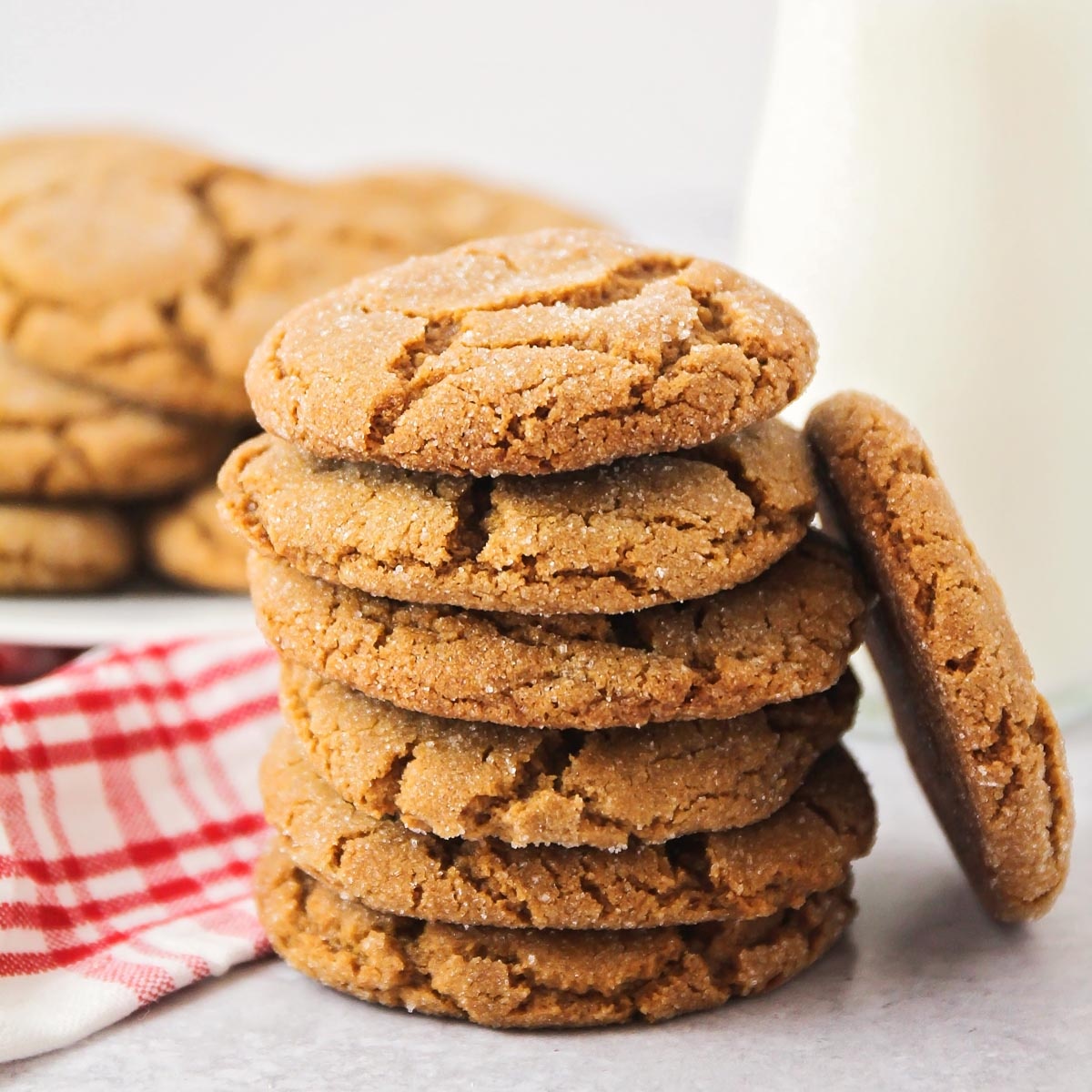 A stack of chewy ginger cookies.