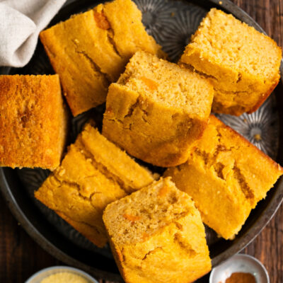 Try a new twist on your favorite dish with this Sweet Potato Cornbread. All the flavors of Fall packed into a sweet and savory cornbread that you can put together in 40 minutes!