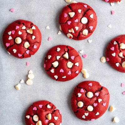 You are going to fall in love with these Red Velvet Cake Mix Cookies. They only take 4 ingredients and 25 minutes and you will have thick chewy cookies at your fingertips!