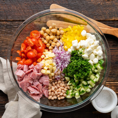 This Dense Bean Salad is a guilt free, protein-packed dish filled with savory beans and bright vegetables to make a delicious snack.