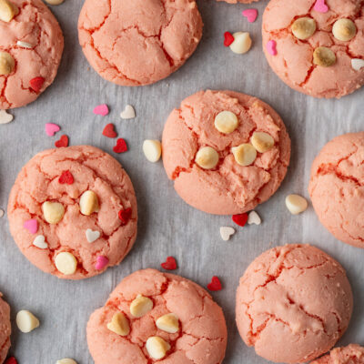 Brighten up your day with these Strawberry Cake Mix Cookies. You only need a few ingredients and 20 minutes and you will have delicate and flavorful strawberry cookies at your fingertips!