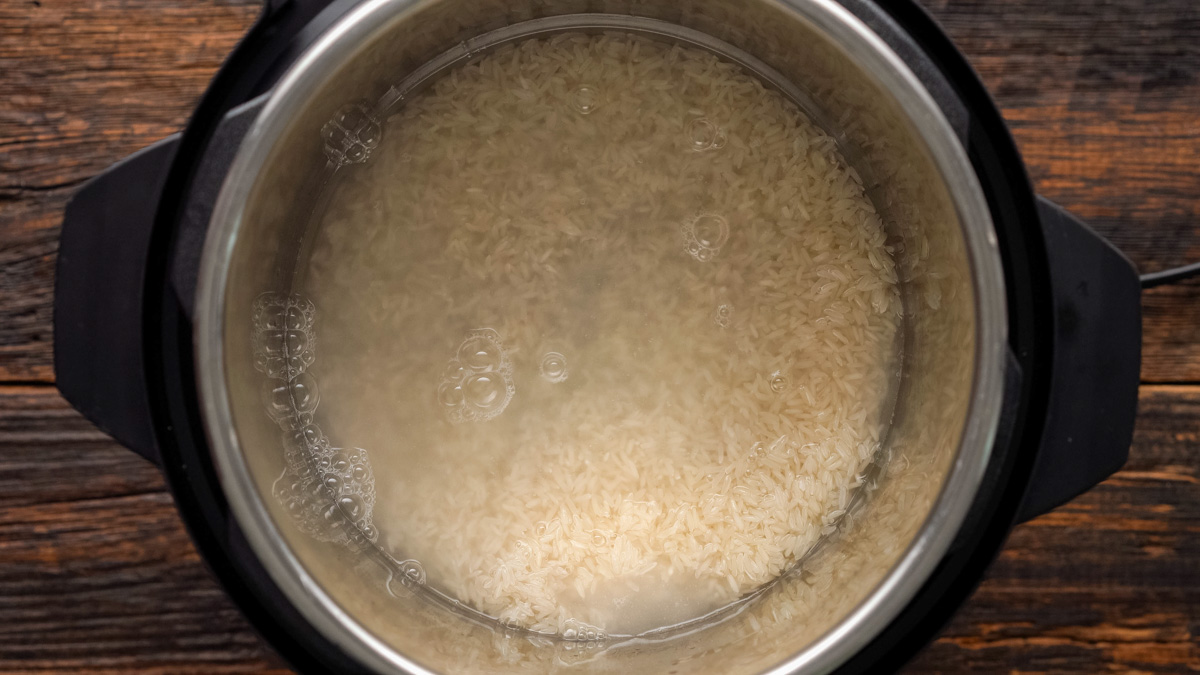Rice and water in an instant pot.