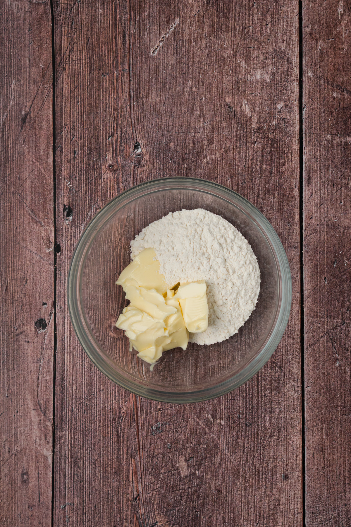 Butter and flour in a small glass bowl.