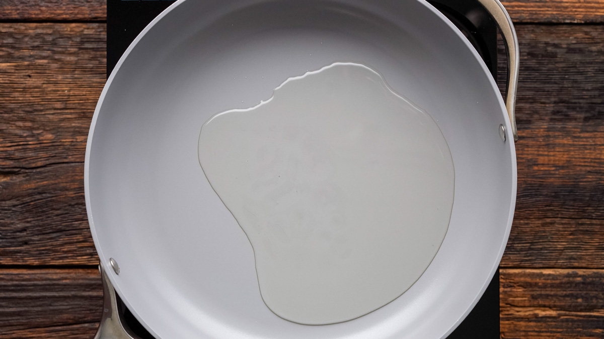 Oil in a skillet.