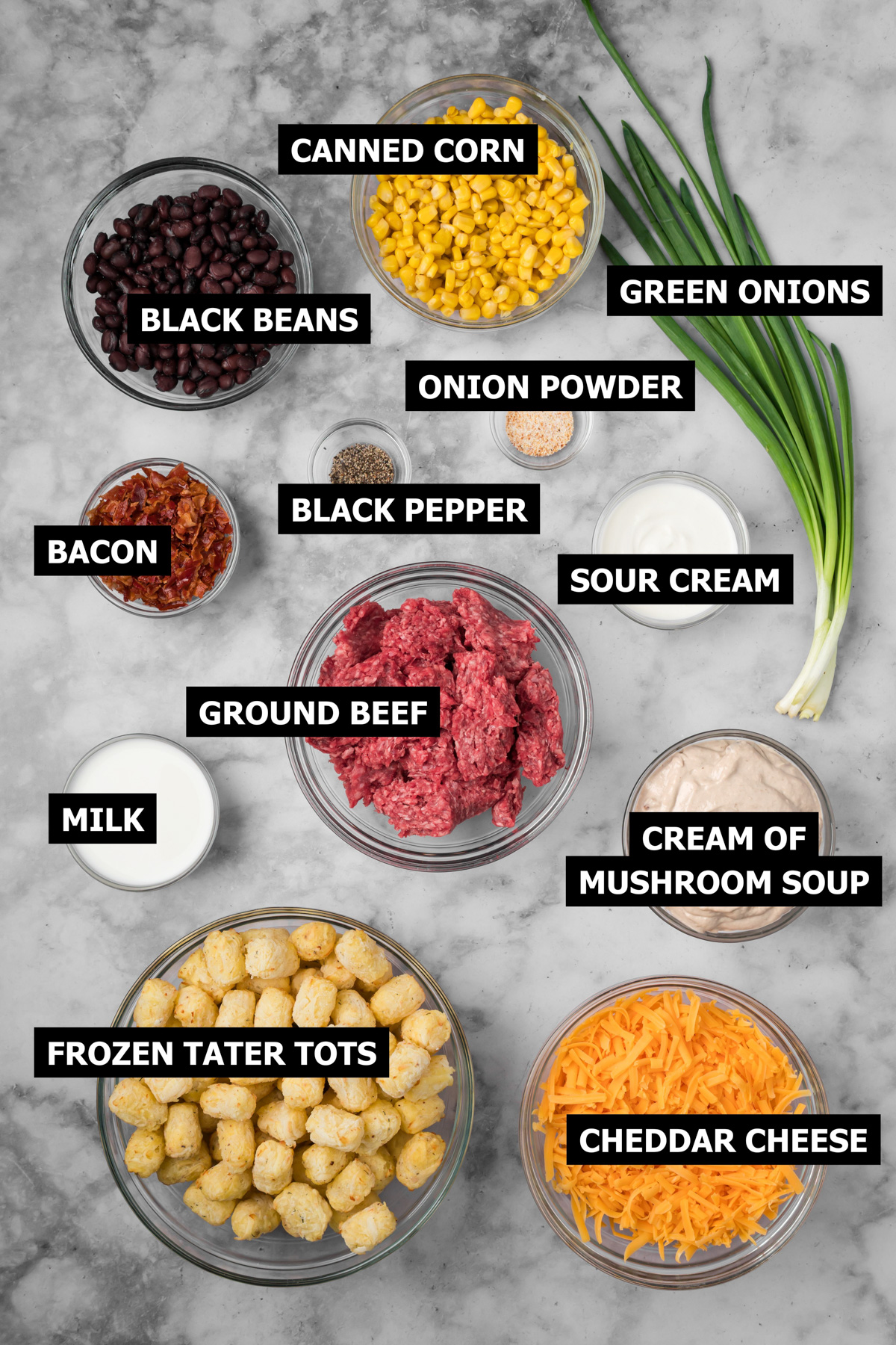 Ingredients for cowboy casserole.