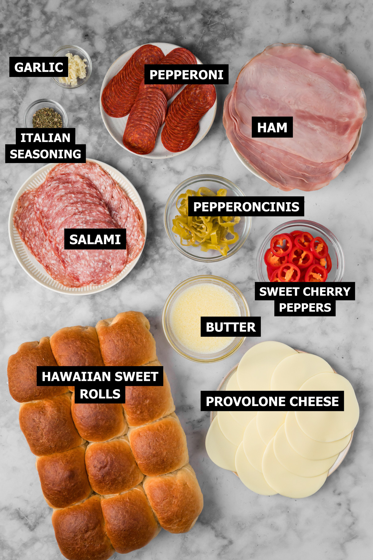 Ingredients for Italian sliders.