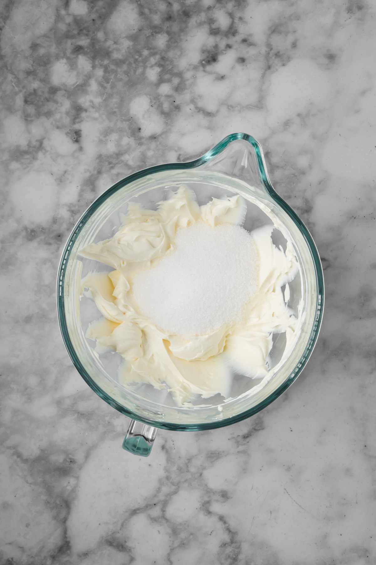Sugar added to the whipped cream cheese.