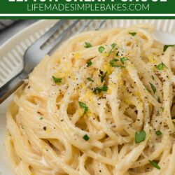 Elevate your pasta night by serving this Spaghetti with Lemon Cream Sauce. It is bright, zesty, and comes together in only 20 minutes!