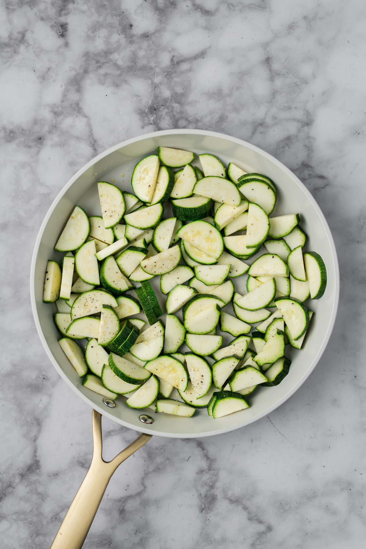 Zucchini in a pan.
