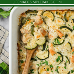 Creamy, cheesy, and packed with chicken and zucchini this Chicken Zucchini Bake recipe is one that will delight the whole family!
