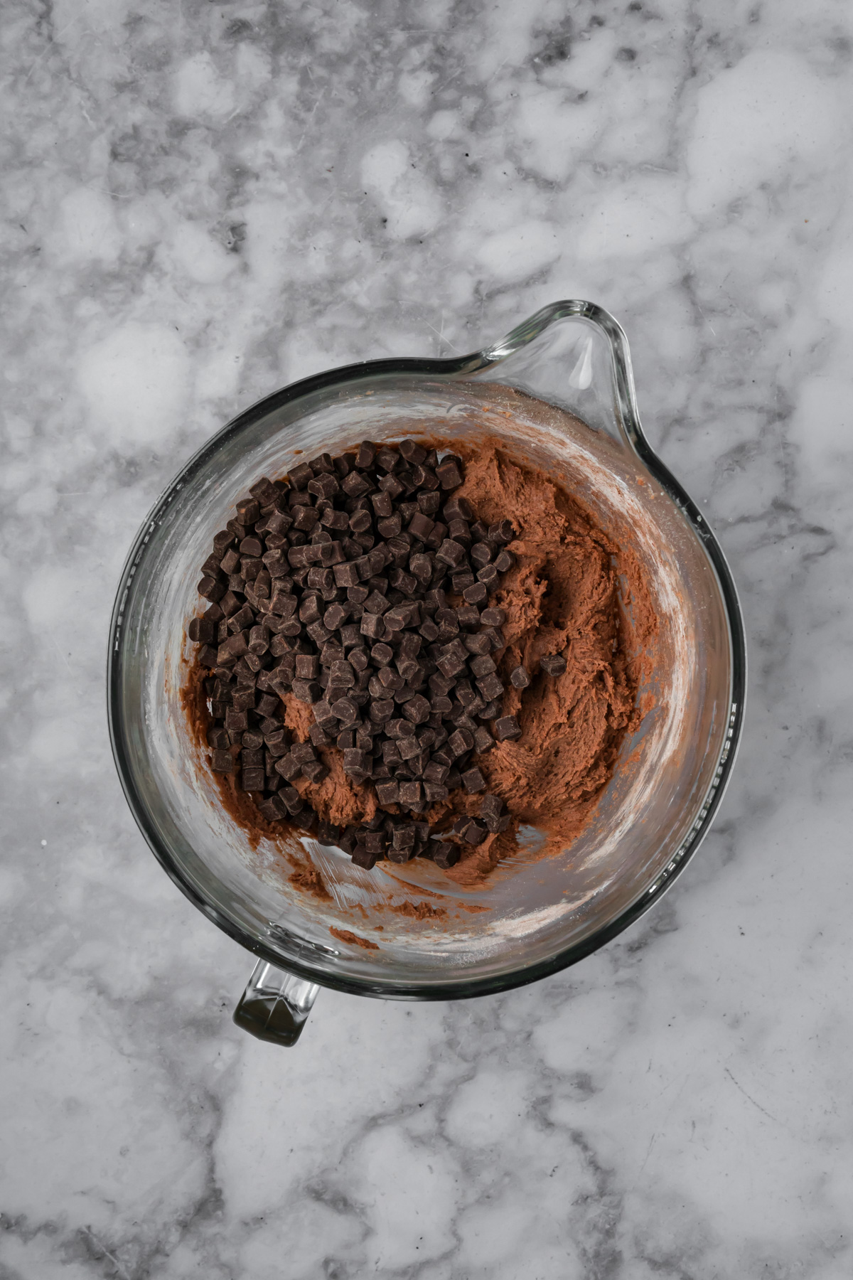 Chocolate chunks added into the cookie dough.