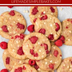 Soft and chewy, these White Chocolate Raspberry Cookies are filled with smooth, sweet chocolate and juicy, tangy raspberries that balance beautifully together.