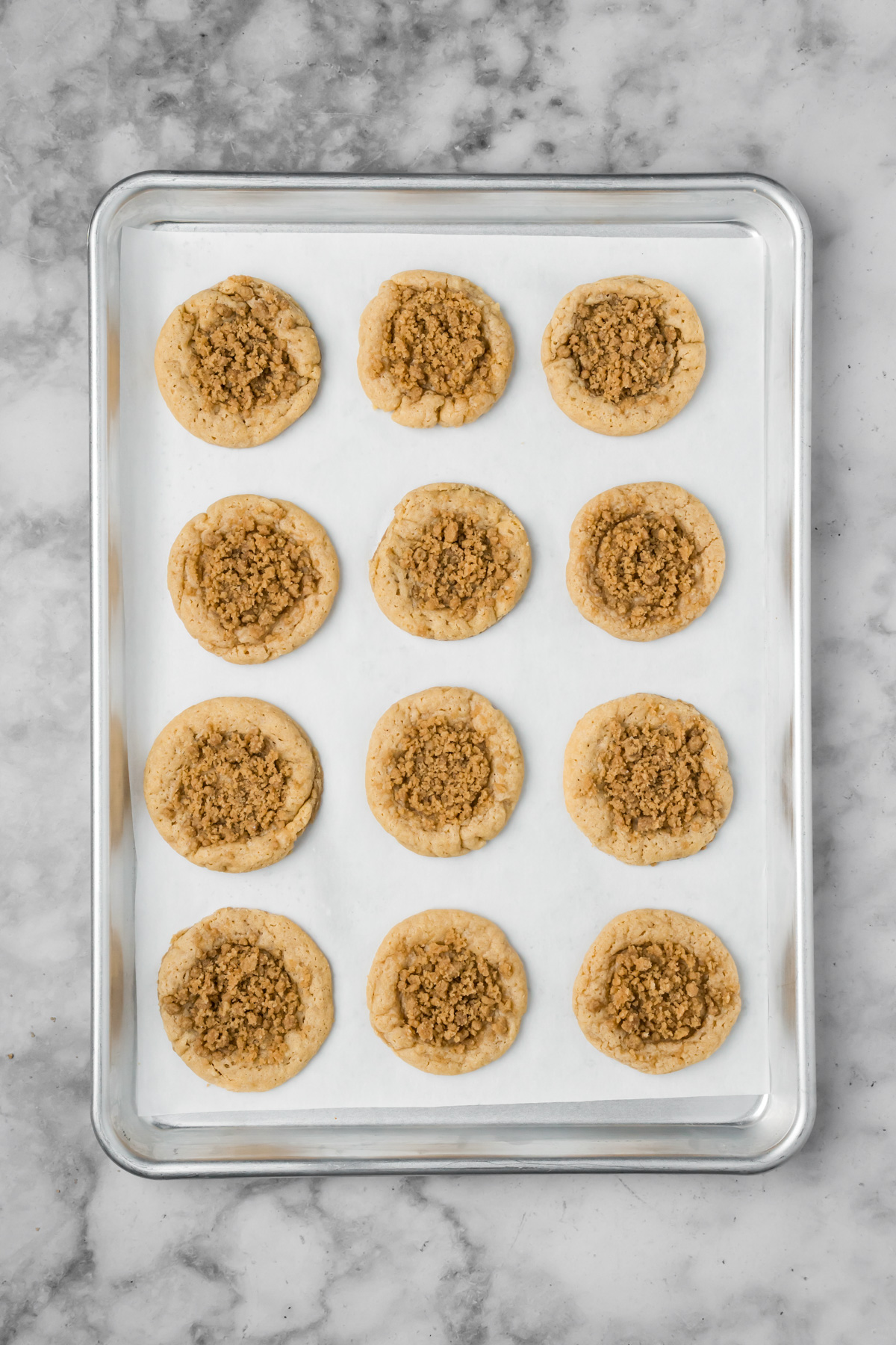 Coffee cake cookies after baking in the oven.