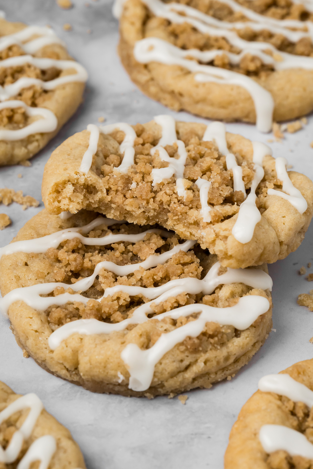 Up close view of coffee cake cookies.